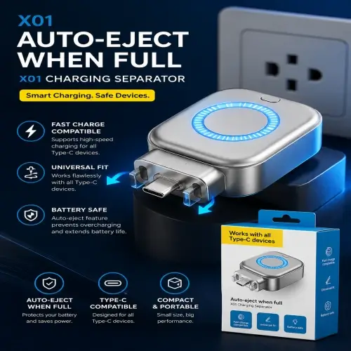 Auto-Eject Charging Separator Type-C Fast Charge Compatible