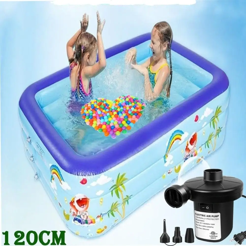 Kids' Swimming Pool Inflatable Large Family Pools 120cm With Electronic Pump