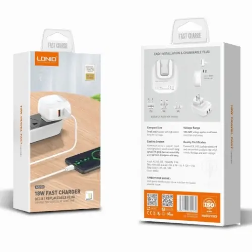 LDNIO A2512Q 18W QC3.0 USB 2 Ports Fast Charger Adapter