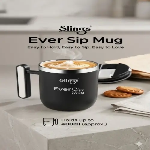 Slings Ever Sip Stainless Steel Vacuum Insulated Travel Mug 400ml