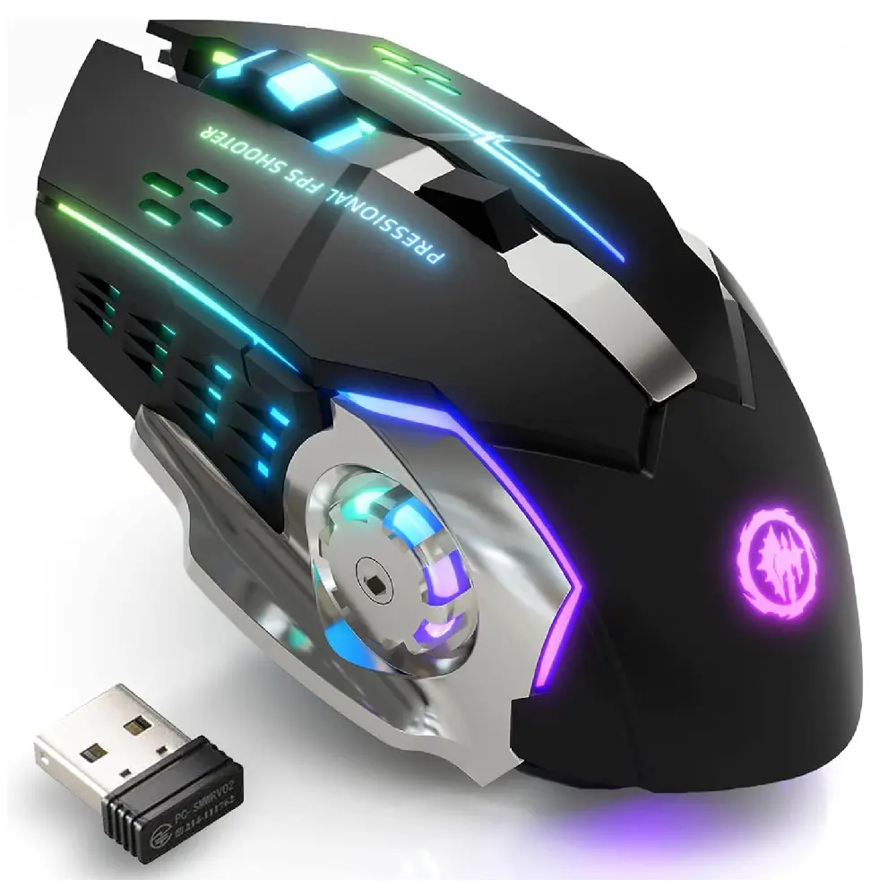 RECHARGABLE Wireless Gaming Mouse RGB For IOS Android Mac & Computer Laptop