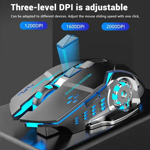 RECHARGABLE Wireless Gaming Mouse RGB For IOS Android Mac & Computer Laptop